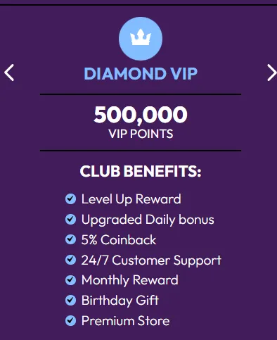 Crown Coins: Diamond VIP card: 500,000 VIP Points, 5% Coinback