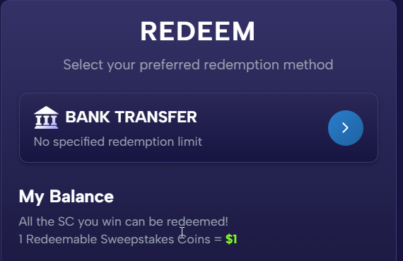 Gleaming Slots: No minimum redmption + 5% service fee